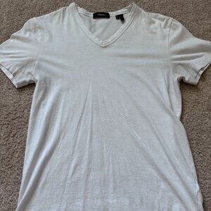 Theory Gaskell V-Neck T-Shirt Pima Cotton White Short Sleeve Size XS